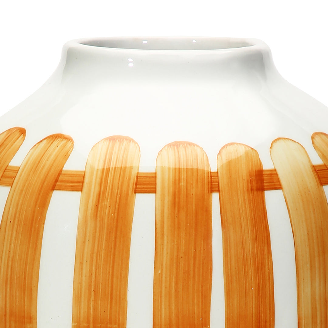 Amalfiee Orange &amp; White Artistic Studio Pottery Handmade Pot Ceramic Vase