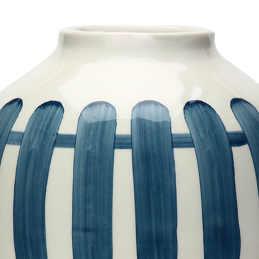 Amalfiee Blue &amp; White Artistic Studio Pottery Handmade Ceramic Pot Vase