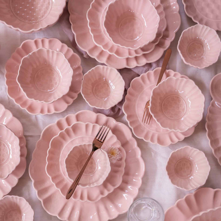 Blush Pink Artisanal Ceramic Dinner Set of 28 pcs