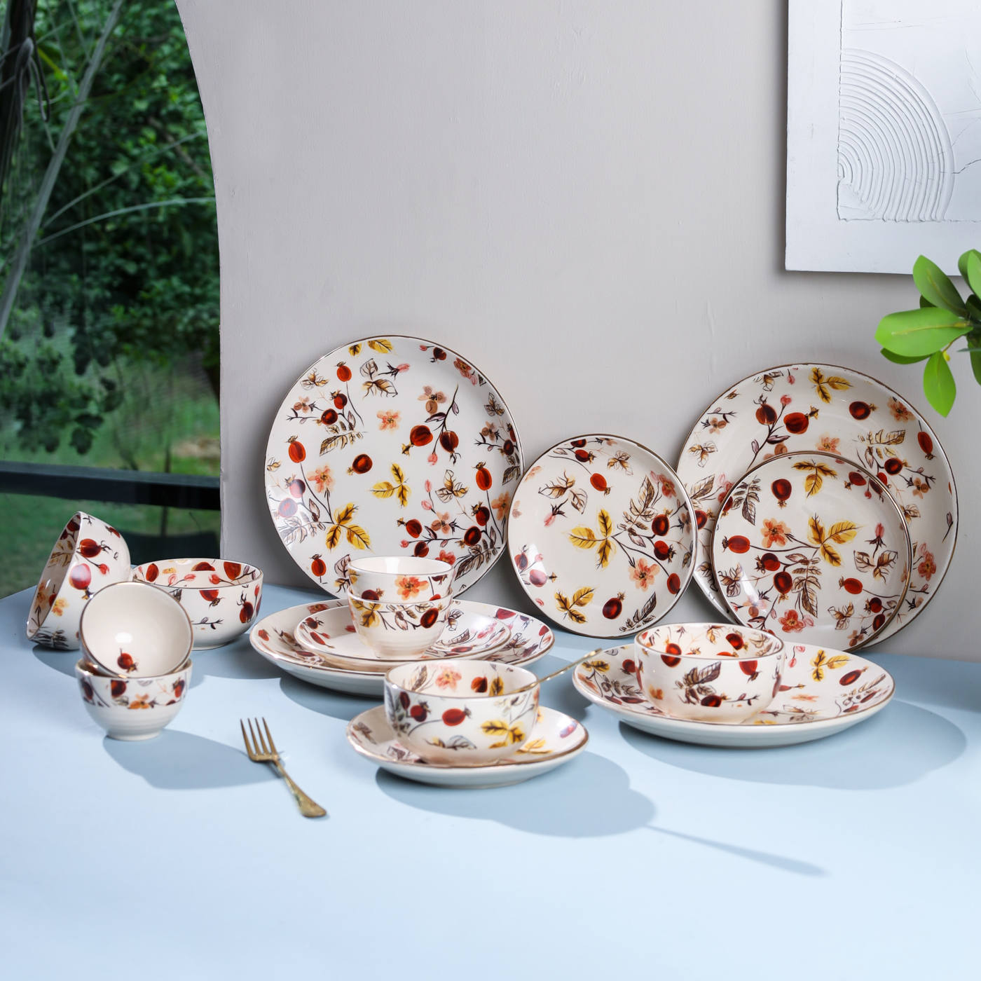 Anaara Floral Printed Dinner Set of 8 pcs