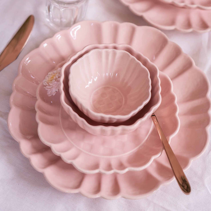 Blush Pink Artisanal Ceramic Dinner Set of 56 pcs