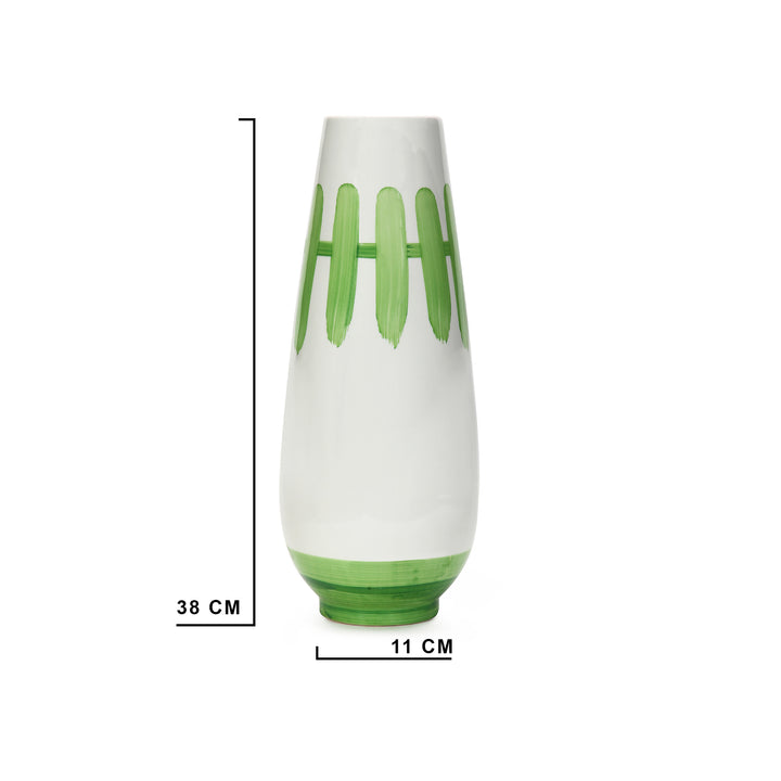 Amalfiee Green &amp; White Artistic Studio Pottery Handmade Ceramic Large Vase