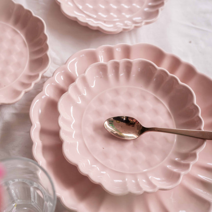 Blush Pink Artisanal Ceramic Dinner Set of 12 pcs