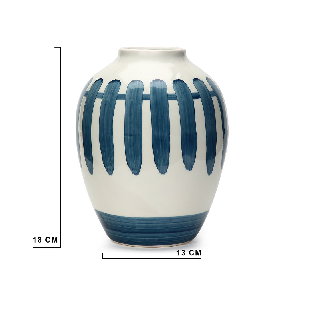 Amalfiee Blue &amp; White Artistic Studio Pottery Handmade Ceramic Pot Vase