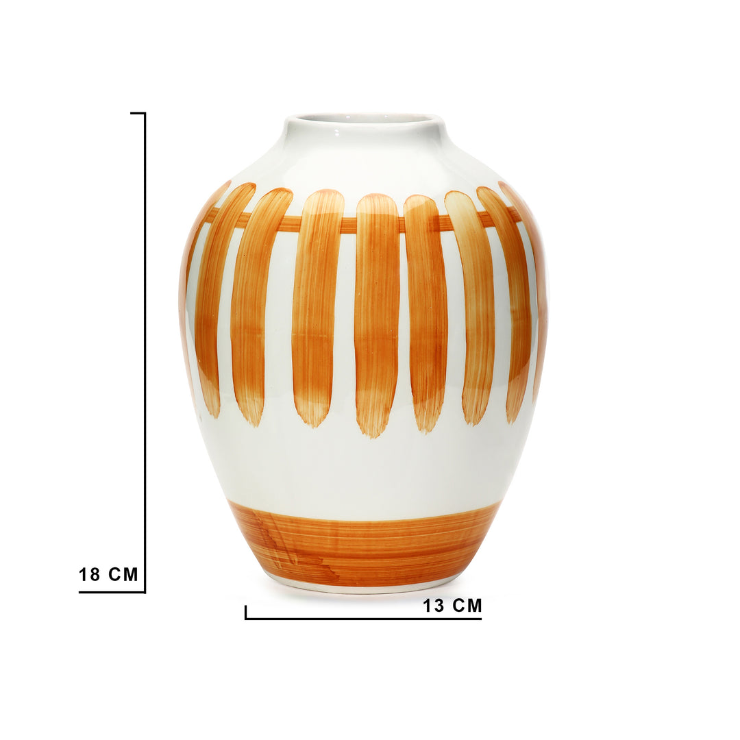 Amalfiee Orange &amp; White Artistic Studio Pottery Handmade Pot Ceramic Vase