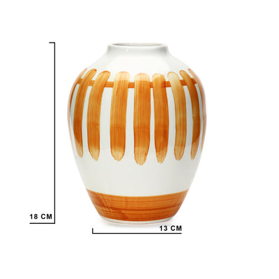 Amalfiee Orange & White Artistic Studio Pottery Handmade Pot Ceramic Vase