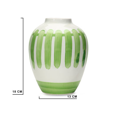 Amalfiee Green & White Artistic Studio Pottery Handmade Ceramic Pot Vase