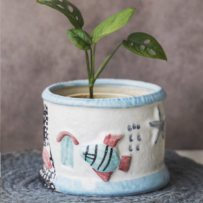 Garden Gleams Fish Pattern Planter Pot