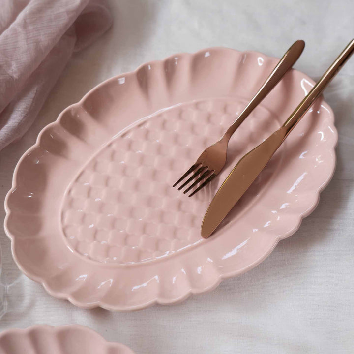 Blush Pink Artisanal Ceramic Dinner Set of 28 pcs