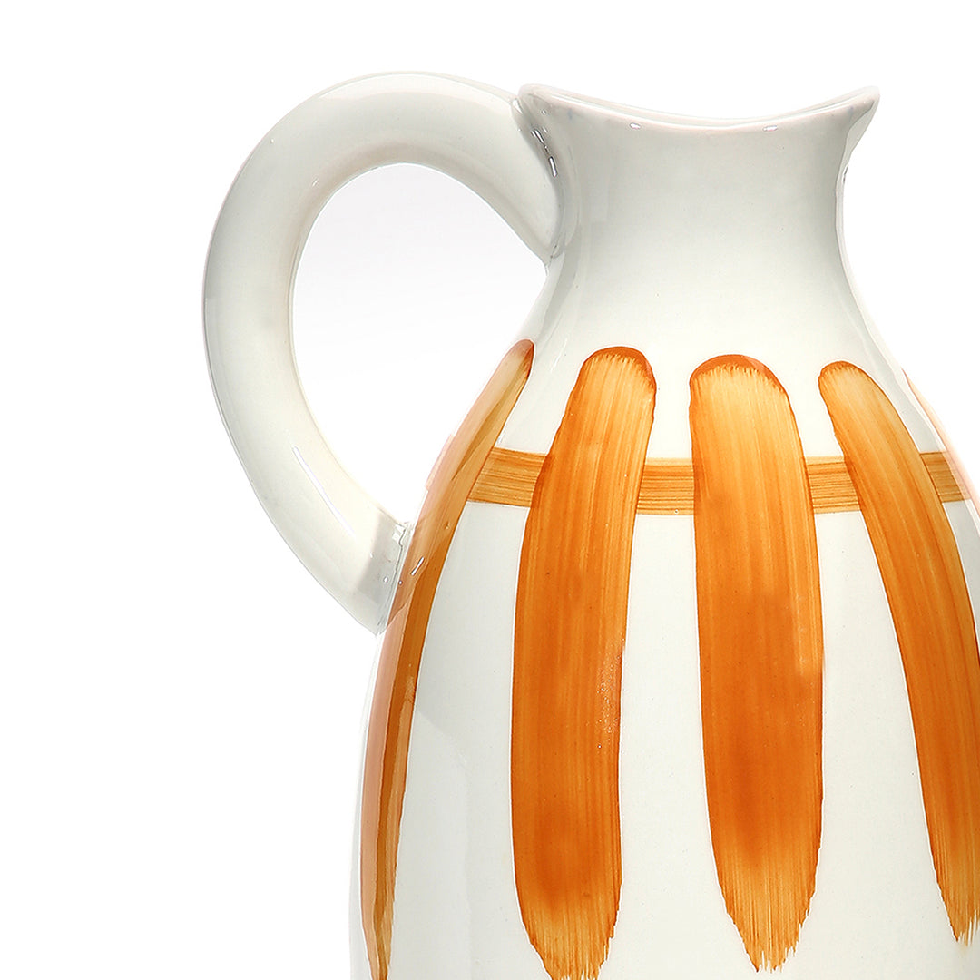 Amalfiee Orange &amp; White Artistic Studio Pottery Handmade Ceramic Jug Vase