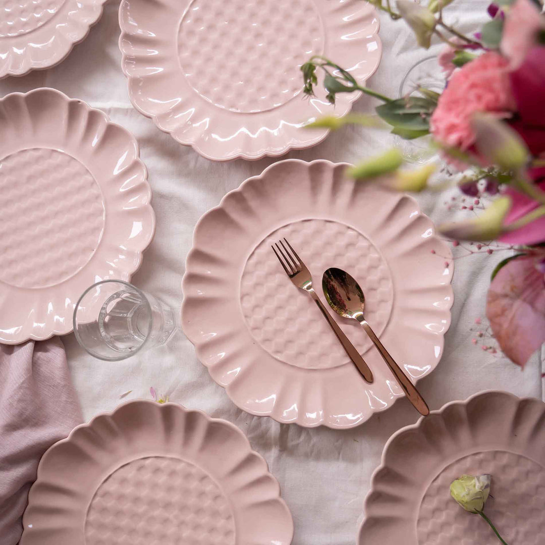 Blush Pink Artisanal Ceramic Dinner Set of 16 pcs