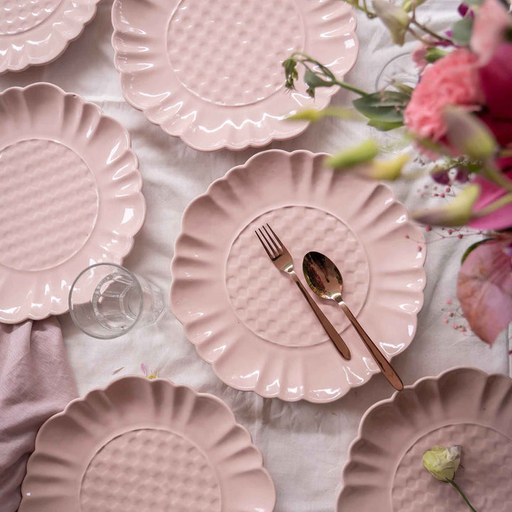 Blush Pink Artisanal Ceramic Dinner Set of 16 pcs