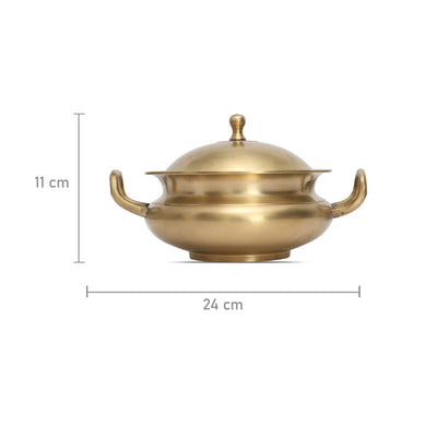 Kansa Premium Bronze Tureen Serving pot/ Handi with lid