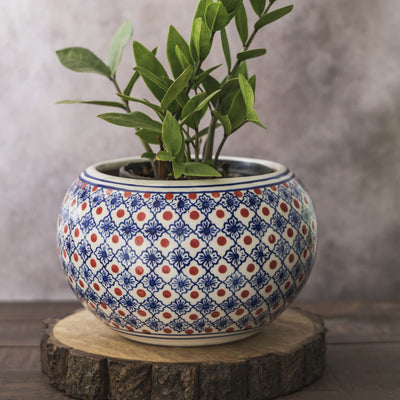 Garden Gleams Blue Pattern Big Planter Pot