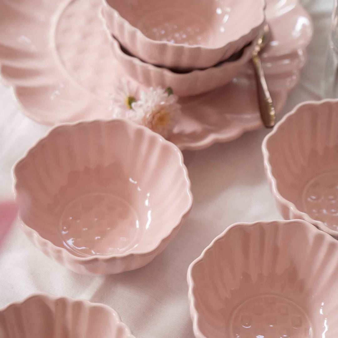Blush Pink Artisanal Ceramic Dinner Set of 16 pcs