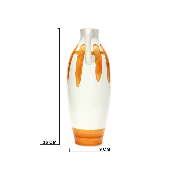 Amalfiee Orange &amp; White Artistic Studio Pottery Handmade Ceramic Jug Vase