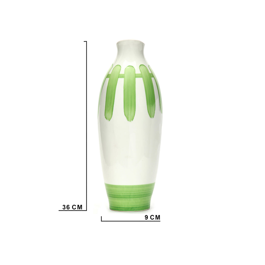 Amalfiee Green &amp; White Artistic Studio Pottery Handmade Ceramic Jug Vase