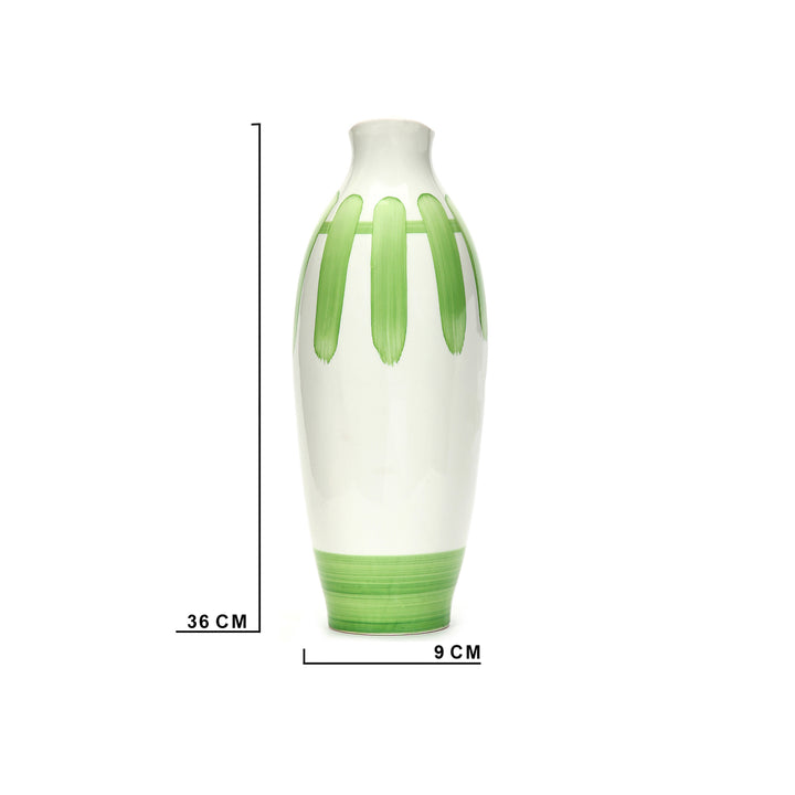 Amalfiee Green &amp; White Artistic Studio Pottery Handmade Ceramic Jug Vase