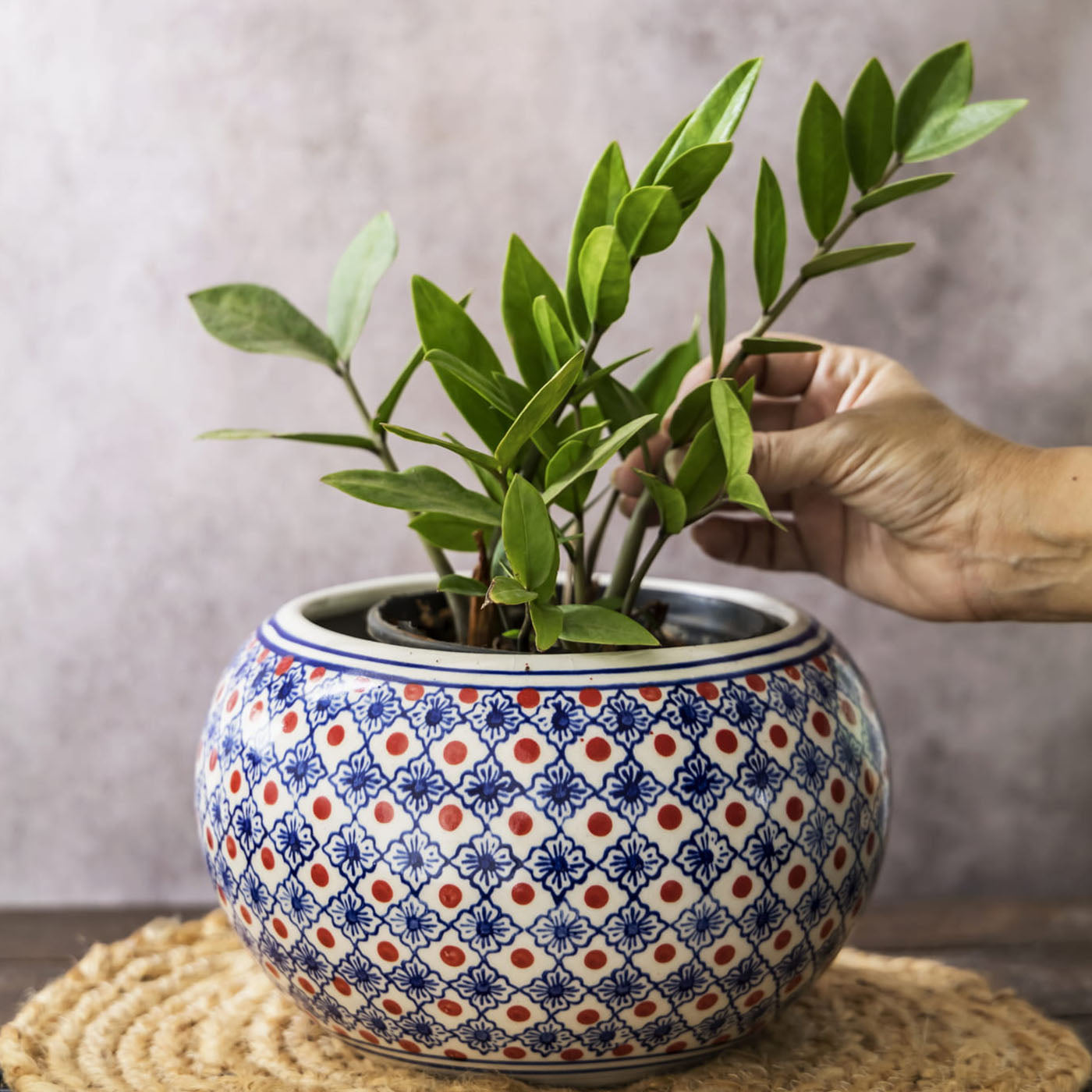 Garden Gleams Blue Pattern Big Planter Pot