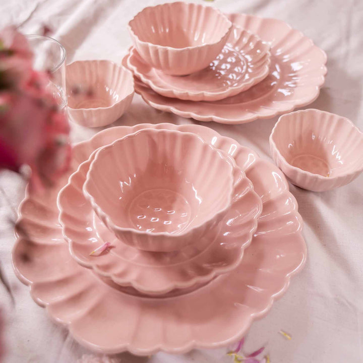 Blush Pink Artisanal Ceramic Dinner Set of 28 pcs