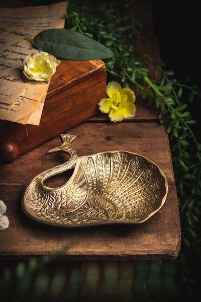 Brass Astonishing Artistic Peacock Platter