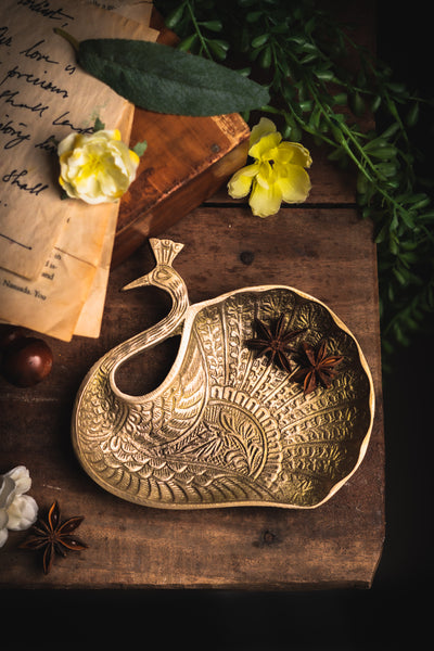 Brass Astonishing Artistic Peacock Platter