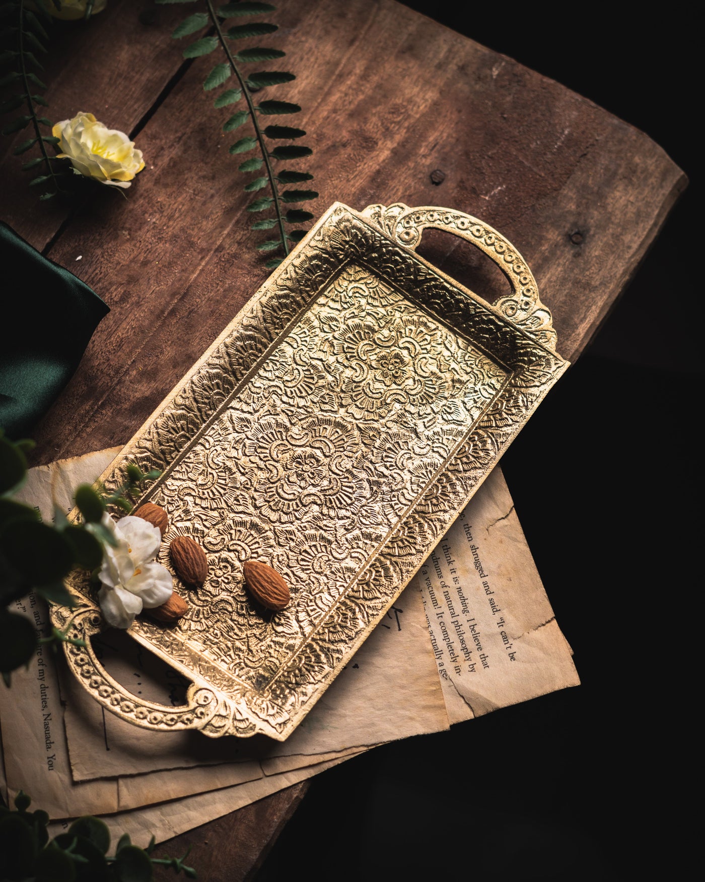 Saubhagya Brass Serving Tray and Large Serving Bowl