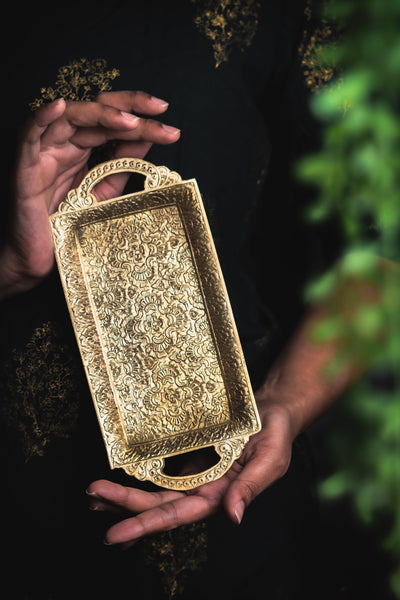 Saubhagya Brass Serving Tray and Large Serving Bowl