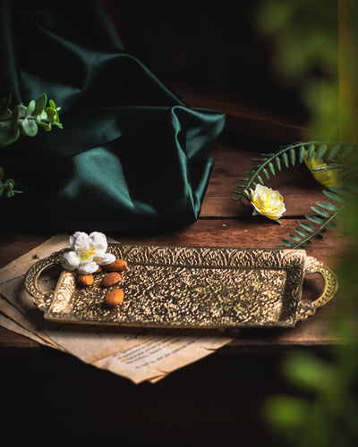 Saubhagya Brass Serving Tray and Large Serving Bowl