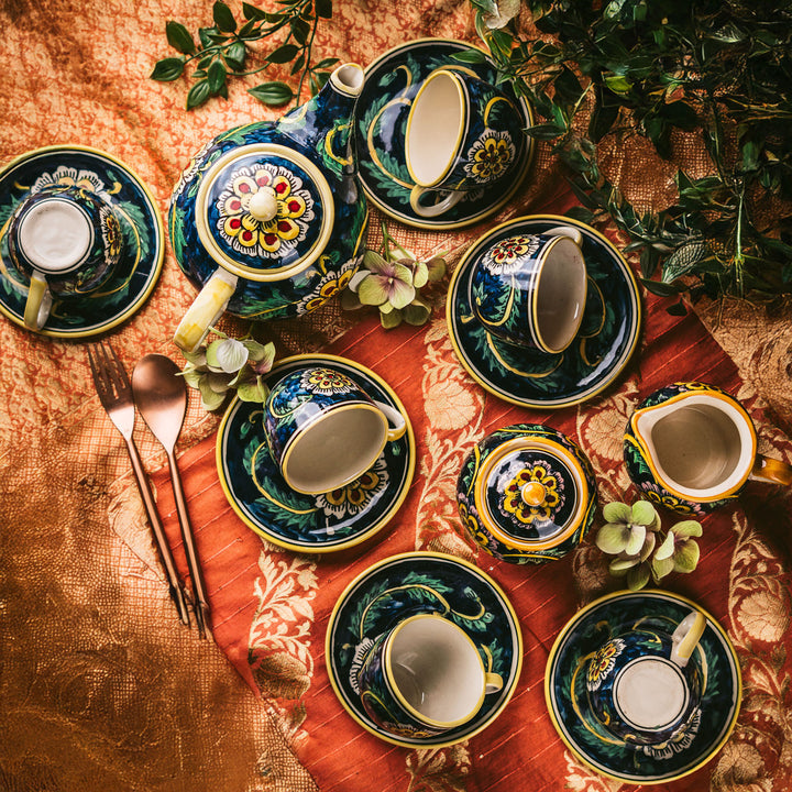 Marigold Handpainted Floral Ceramic Tea Set of 15 pcs