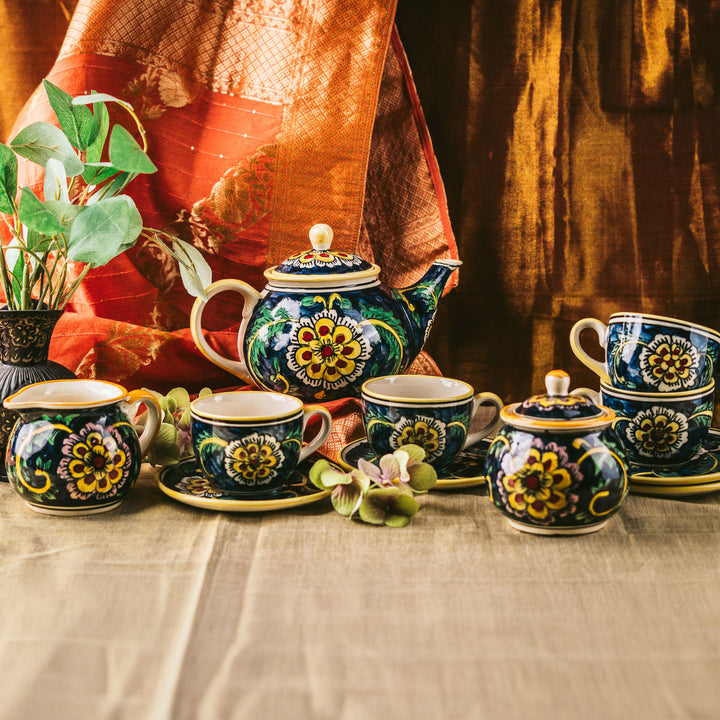 Marigold Handpainted Floral Ceramic Tea Set of 11 pcs