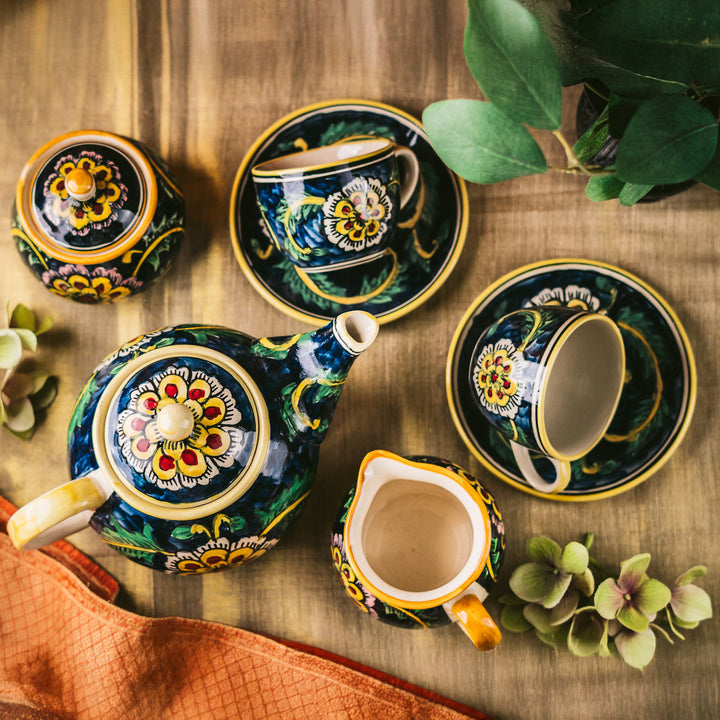 Marigold Handpainted Floral Ceramic Tea Set of 7 pcs