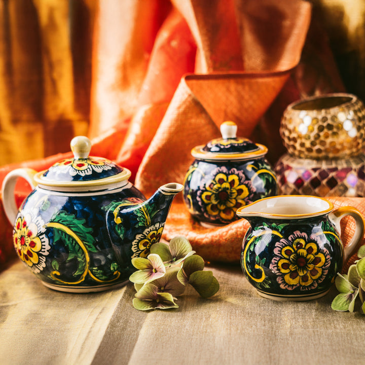 Marigold Handpainted Floral Ceramic Tea Set 3pc