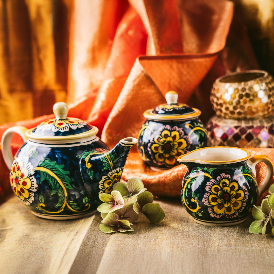 Marigold Handpainted Floral Ceramic Tea Set of 11 pcs