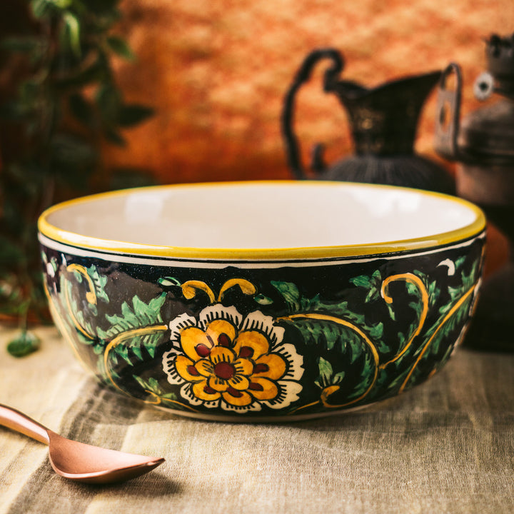 Marigold Handpainted Floral Ceramic Big Serving Bowl