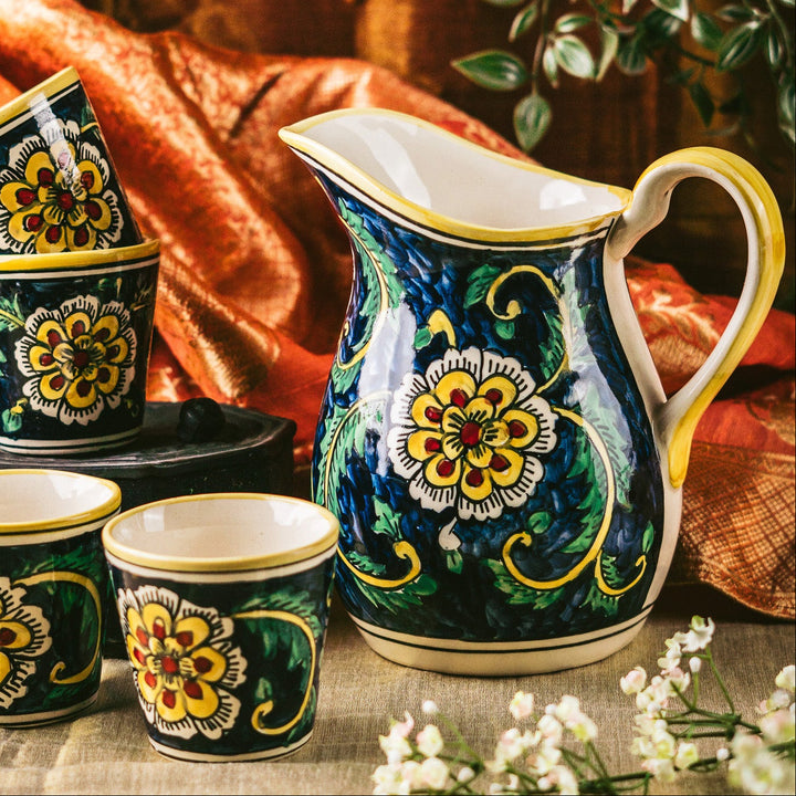 Marigold Handpainted Floral Ceramic Jug