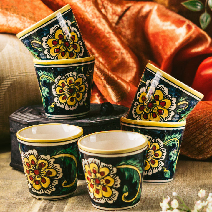 Marigold Handpainted Floral Ceramic Glasses