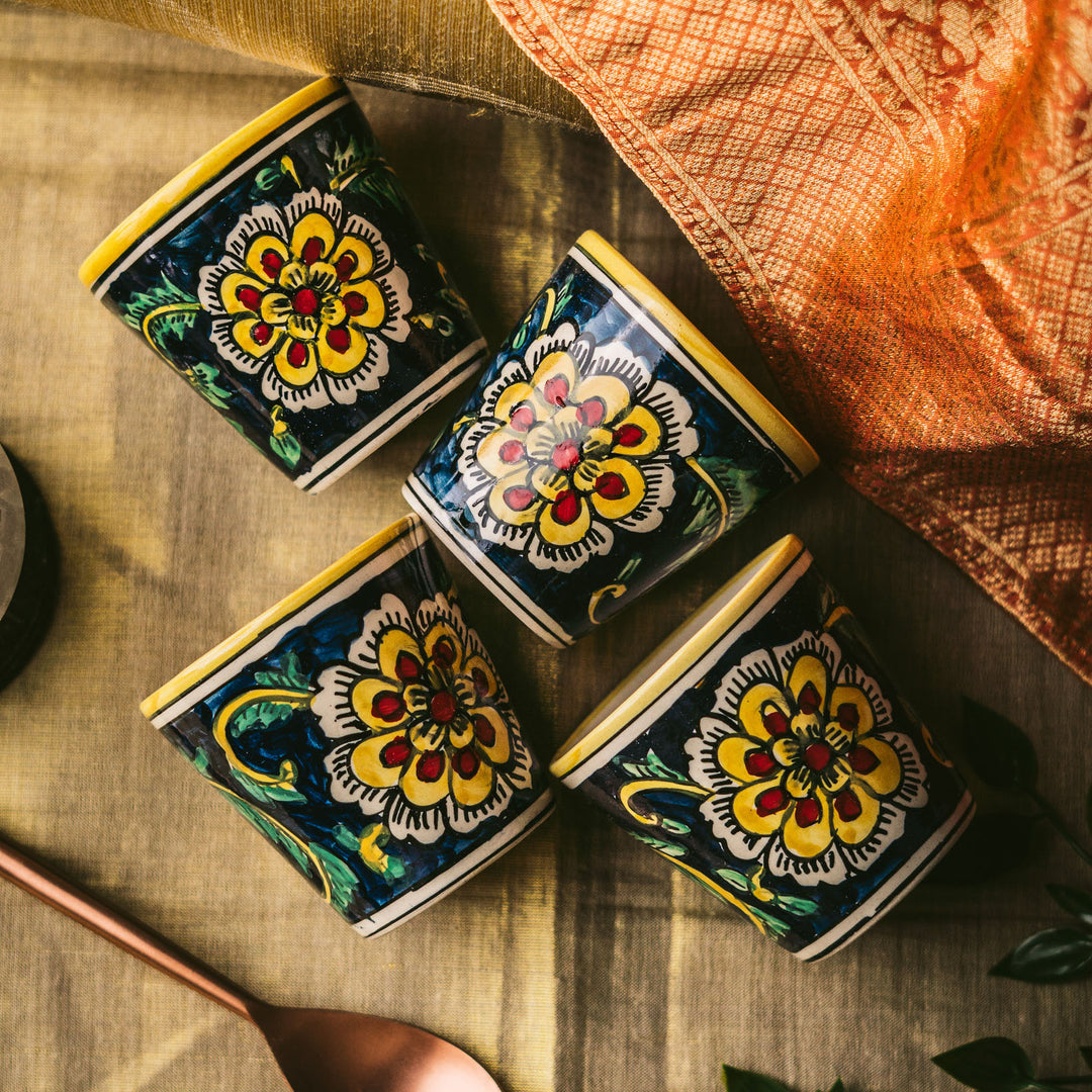 Marigold Handpainted Floral Ceramic Glasses