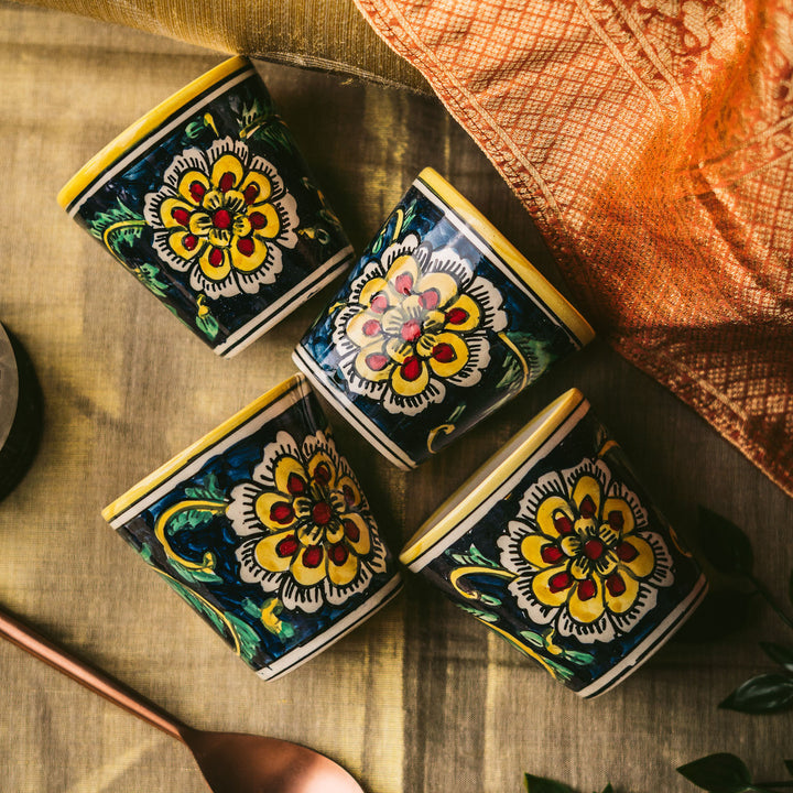 Marigold Handpainted Floral Ceramic Glasses