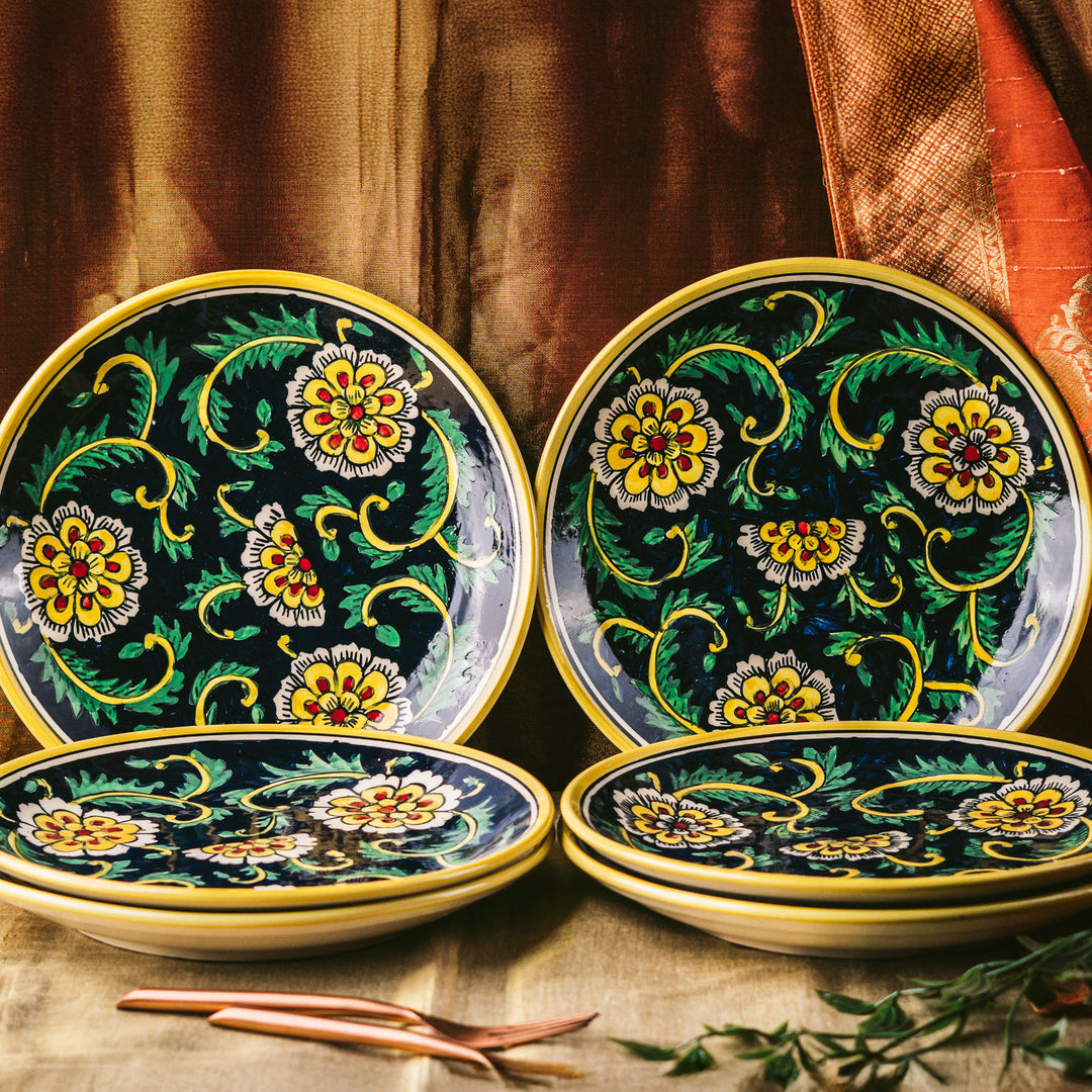 Marigold Handpainted Floral Ceramic Dinner Plate