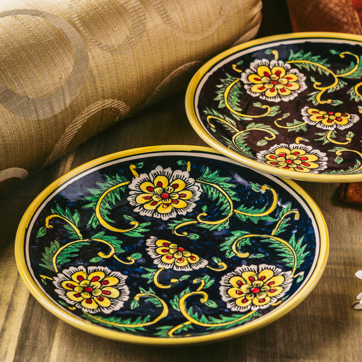 Marigold Handpainted Floral Ceramic Dinner Plate
