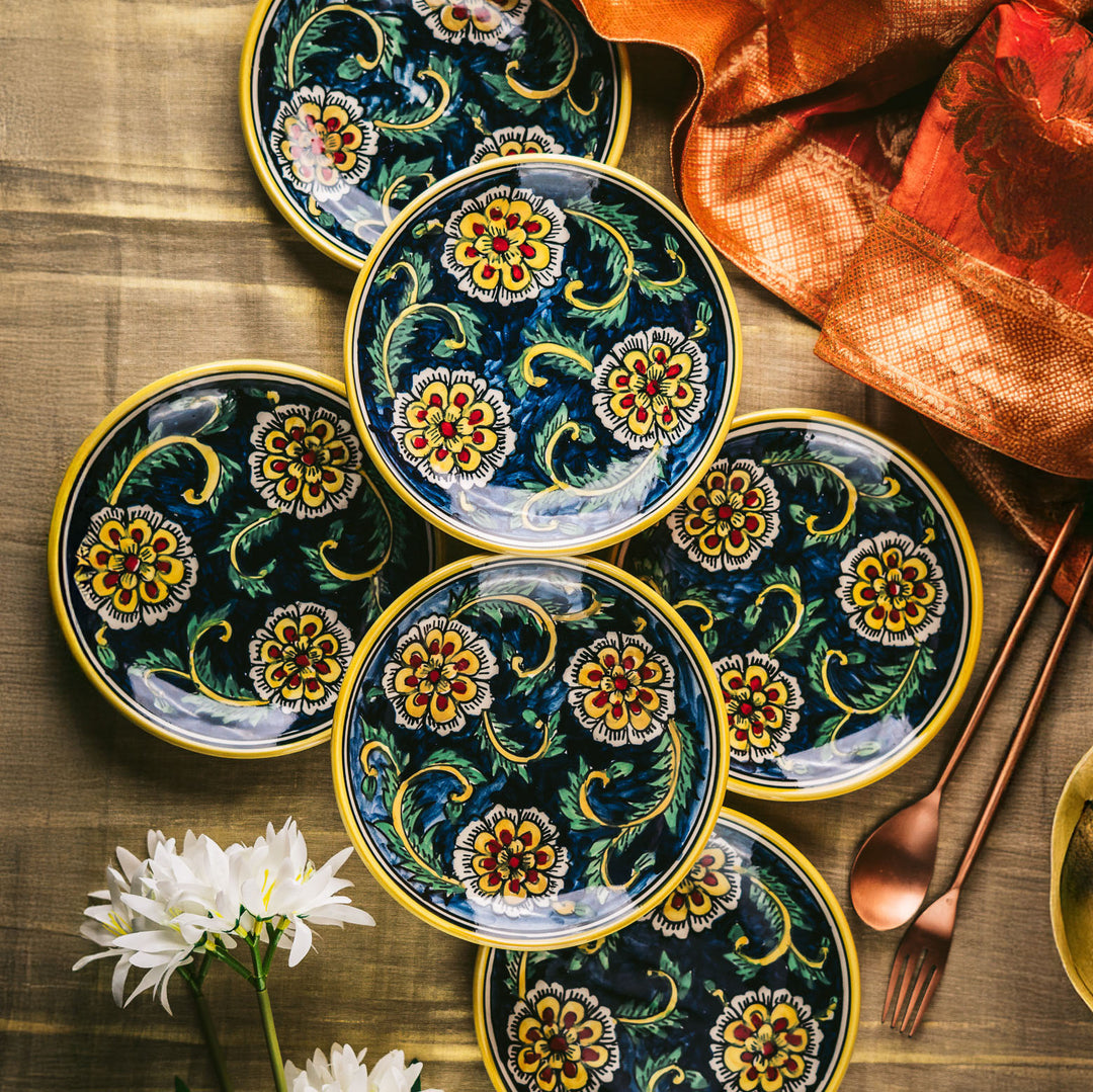 Marigold Handpainted Floral Ceramic Quarter Plates