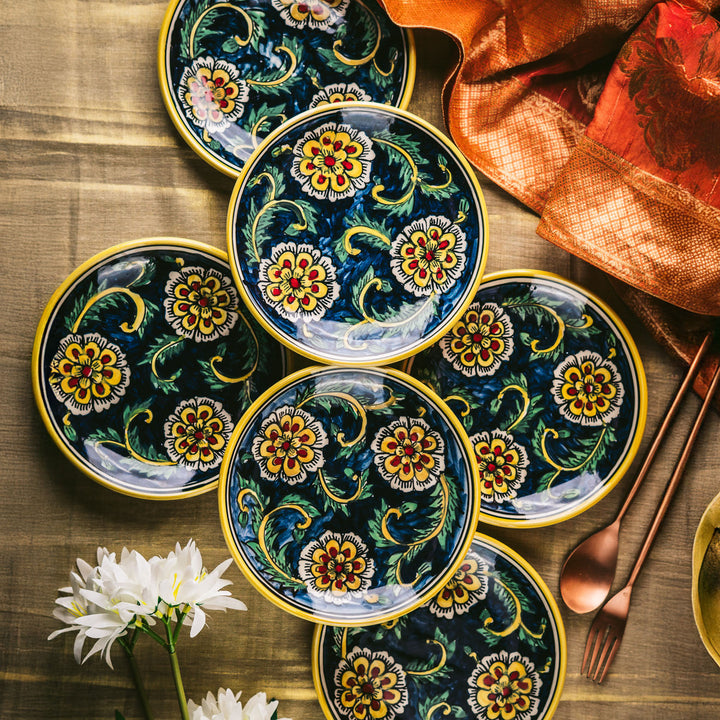Marigold Handpainted Floral Ceramic Quarter Plates