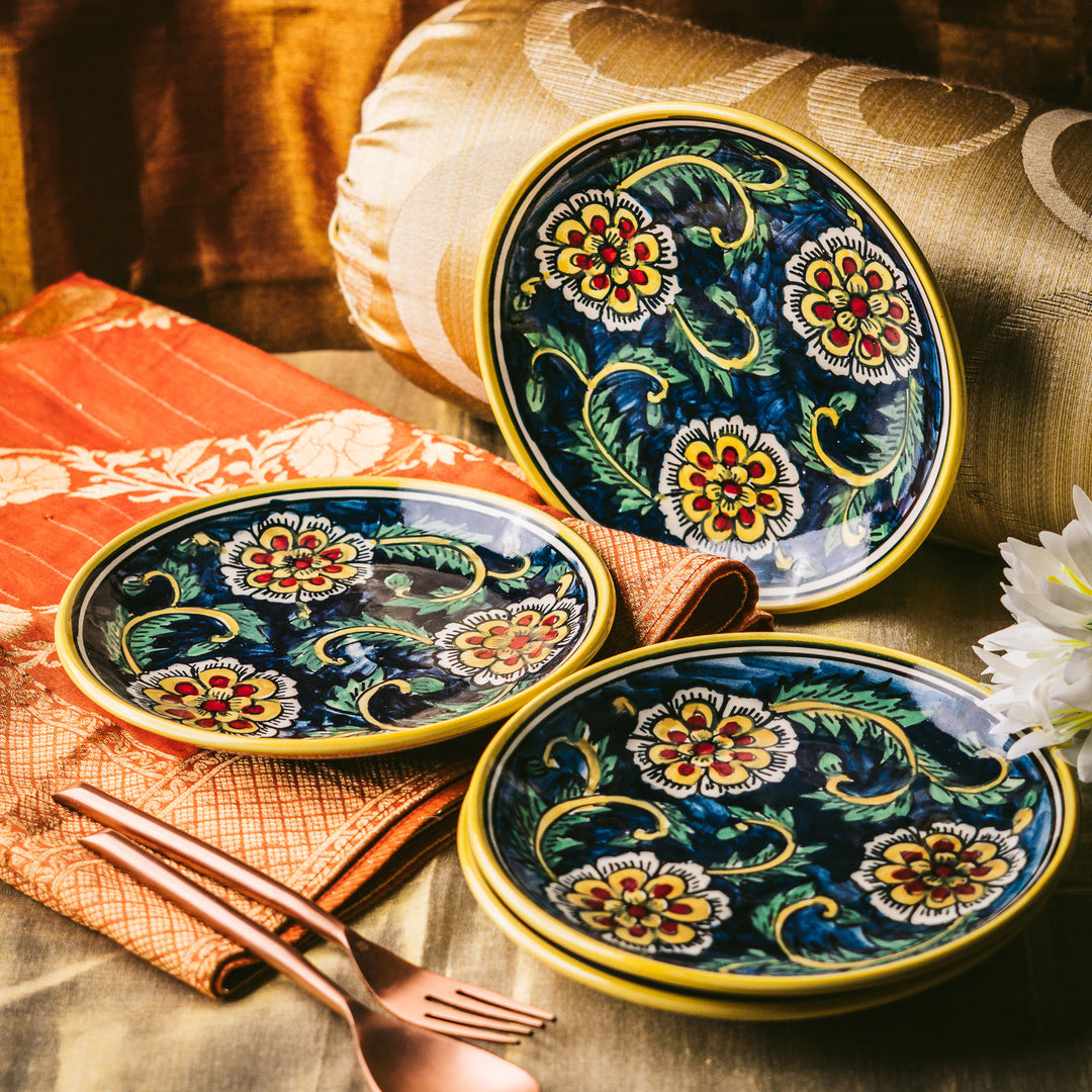 Marigold Handpainted Floral Ceramic Quarter Plates
