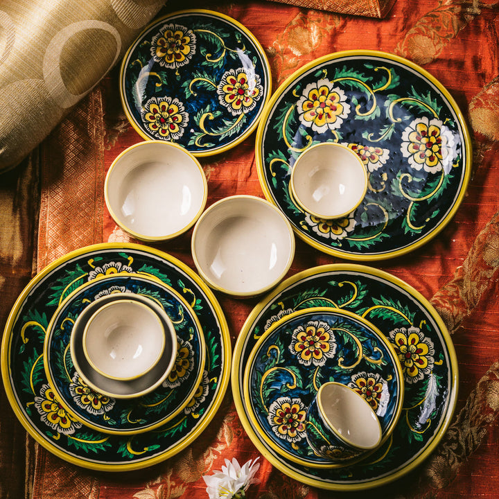 Marigold Handpainted Floral Ceramic Dinner Set of 12 pcs