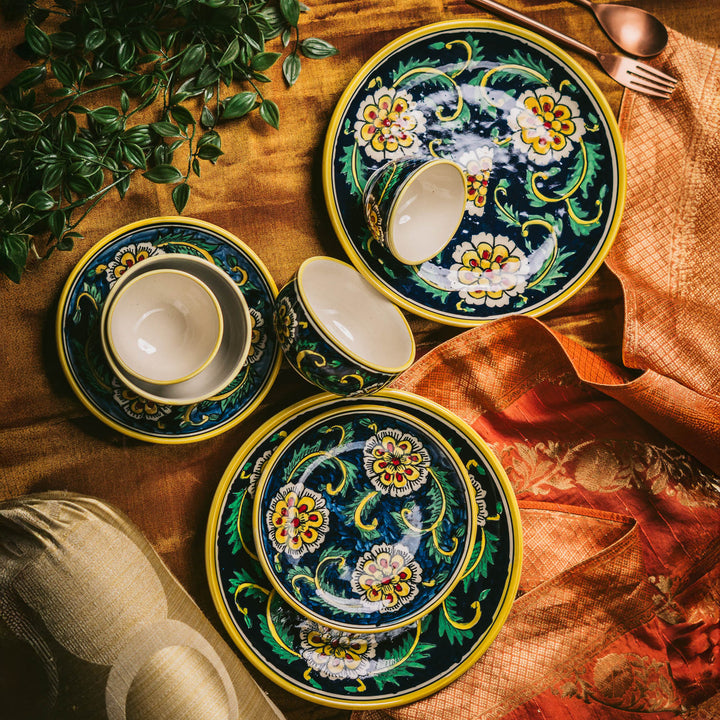 Marigold Handpainted Floral Ceramic Dinner Set of 8 pcs