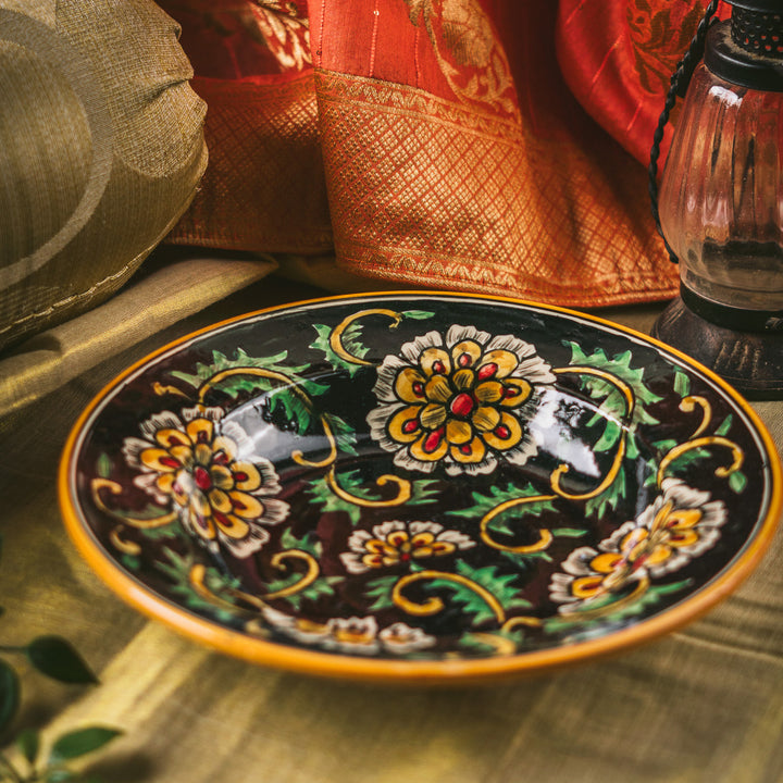 Marigold Handpainted Floral Ceramic Pasta Platter