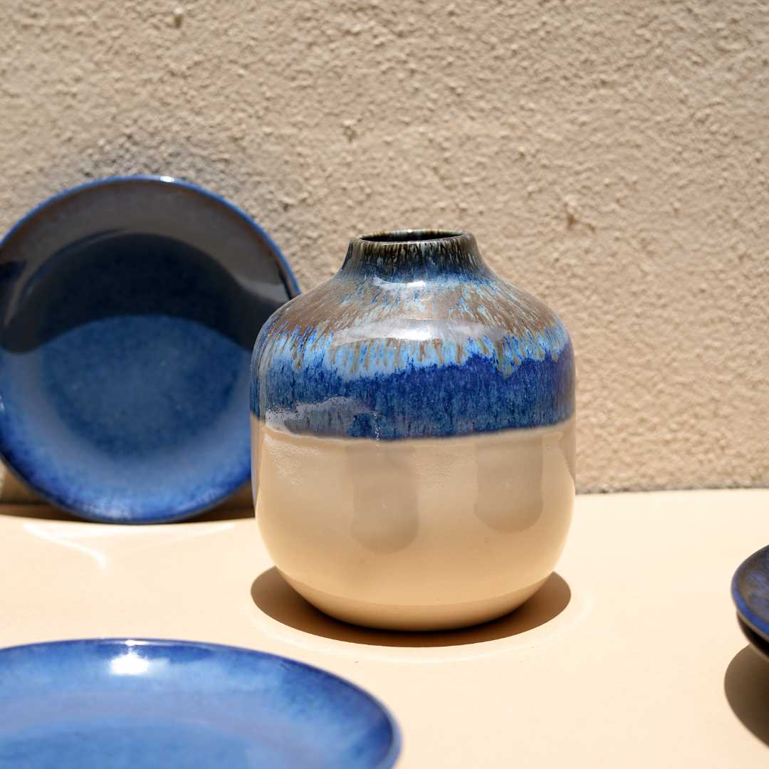 Amalfiee Premium Blue Glaze Ceramic Vase Amalfiee Ceramics