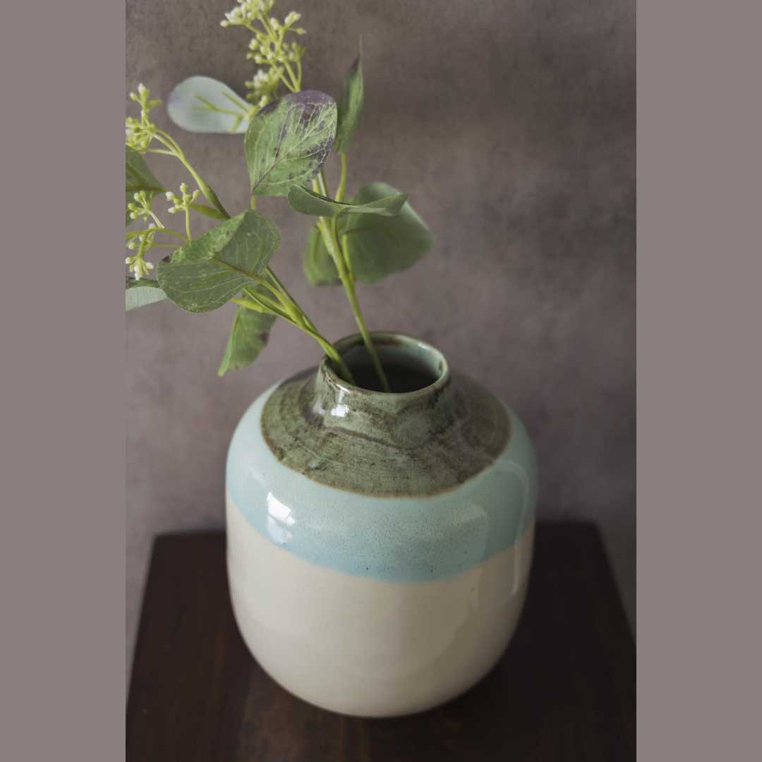 Amalfiee Premium Mint Green &amp; White Glaze Ceramic Vase Amalfiee Ceramics