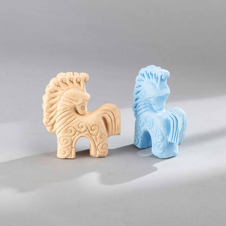 Mini Horses Set of 2 Orange and blue